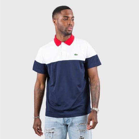 Lacoste Other - LACOSTE Men's Ultra Dry Technical Sport Polo - Red-White ~ Blue Size Large